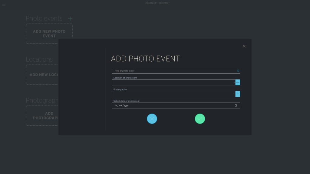 Add new photo Event dialogue